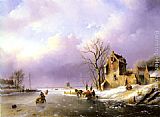 Winter Landscape with Figures on a Frozen River by Jan Jacob Coenraad Spohler
